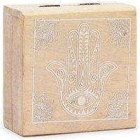 KDMD Hamsa Whitewash Small Square Box 10x10x4.2cm for Jewelry & Keepsake in Beige | Size: 10x10x4.2 cm