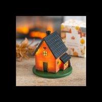 KDMD Woodland House Orange LED Light Up Resin Decoration Indoor