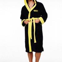 HomeSpace Direct Rocky Balboa 'Italian Stallion' Hooded Bathrobe in Black