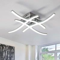 COMELY 24W Modern Ceiling Lights with 4 Curved Lamps, Cold White Light 6500K in Silver