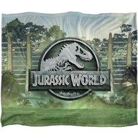 Jurassic World Fence Logo Blanket 152x127cm in White | Size: 152x127 cm