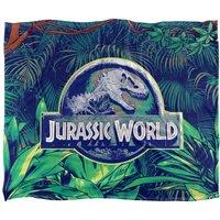 Jurassic World Jungle Logo Blanket 152x127cm in White | Size: 152x127 cm