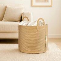 EONLION Laundry Basket Wicker Basket 40*40*35cm in Tan | Size: 100 cm