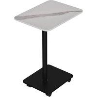 Kelvenix 2Tier Mobile Side Table with Wheels white marble effect | Size: 0.6m2