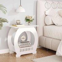 Kelvenix 3 Tier Bedside Table Arch Design 44*30*46 in White | Size: 0.6m2