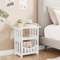 Kelvenix 3 Tier Bedside Table Square Design 36*24*40 in White | Size: 0.6m2