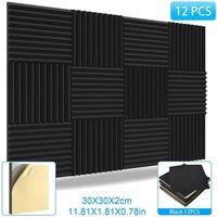 Kelvenix 12Pcs Acoustic Foam Tiles & Bass Trap Sound Proofing Foam Black Ridge | Size: 305mm x 305mm