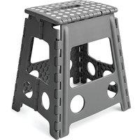 FLAVORA Grey Large Foldable Step Stool Portable Kitchen Step Seat
