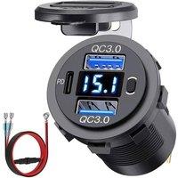 SPETLEK USB Car Charger Dual QC 3.0 PD Port blue in Black