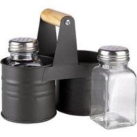 SPETLEK Salt & Pepper Shakers Set Glass Pots Cruet Jars in Grey | Size: 0.6m2
