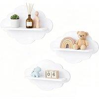 SPETLEK 3Pcs White Cloud Floating Shelves Wavy Wall Storage Set | Size: 0.6m2
