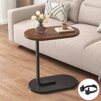 Ventryn C-Shaped Compact Sofa Side End Table Coffee Laptop Table in Brown