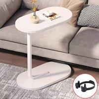 Ventryn C-Shaped Compact Sofa Side End Table Coffee Laptop Table white