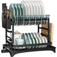 Kelvenix 2 Tier Dish Drainer Rack in Black | Size: 10000mm x 520mm