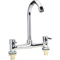Kelvenix Modern Dual Lever Chrome Kitchen Sink Mixer Taps in Silver | Size: 10000mm x 520mm