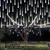 EONLION White LED Solar Lights Meteor Shower Rain | Size: 100 cm