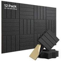 NESTLUNE 12 Pack Acoustic Wall Panels Decorative Sound Absorbing in Black