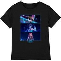 KPop Demon Hunters Huntrix Fighting Kids T-Shirt, Black | Size: 9-11 Years