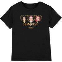 KPop Demon Hunters Huntrix Golden Hearts Kids T-Shirt, Black | Size: 9-11 Years