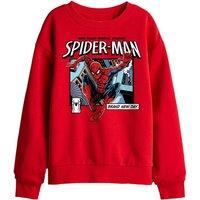 Spiderman Brand New Day Jumping Comic Kids Sweatshirt, Red | Size: 7-8 Years
