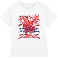 Spiderman Brand New Day Red & Blue Logo Kids T-Shirt, White | Size: 9-11 Years