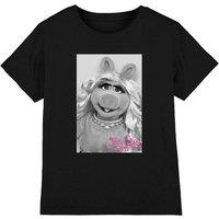 The Muppets Miss Piggy Signature Kids T-Shirt, Black | Size: 12-13 Years