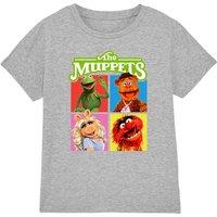 The Muppets Character Boxes Kids T-Shirt, Athletic Heather in Grey | Size: 3-4 Years