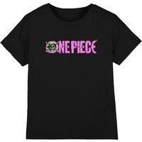 One Piece Luffy Jolly Roger Bright Logo Kids T-Shirt, Black | Size: 9-11 Years