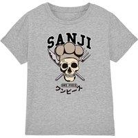 One Piece Sanji Collegic Skull Kids T-Shirt, Athletic Heather in Grey | Size: 9-11 Years