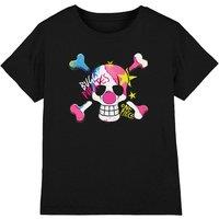 One Piece Buggy Pirates Graffiti Logo Kids T-Shirt, Black | Size: 7-8 Years