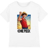 One Piece Luffy Straw Hat Poster Kids T-Shirt, White | Size: 9-11 Years