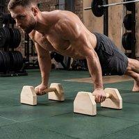 EONLION 25*13*10cm Pair Wooden Parallettes Push Up Bars in Natural | Size: 0-12 m
