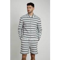 Native Youth Men's Cotton Geometric Jacquard Zip Collared Jacket in White | Size: Large