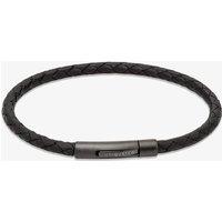Unique Men's Mens Black Leather & Black Stainless Steel Bracelet B503BL/21CM | Size: 21 cm