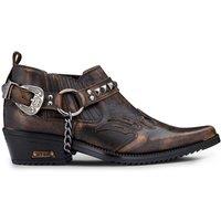 Infinity Leather Men's Brown Croc Leather Winklepicker Studded Western Biker Shoes | Size: 8
