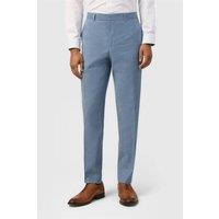 Ted Baker Men's Flat Fronted Herringbone Tailored Suit Trousers in Baby Blue | Size: 42R