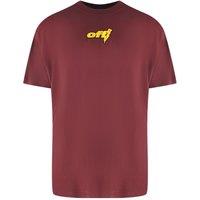 Off-White Men's Thunder Stable Short Sleeve Crew Neck Oversized T-shirt in Burgundy | Size: Medium