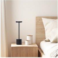 Garden Sanctuary Industrial-Style Rechargeable Dimmable Table Lamp Night Light in Black