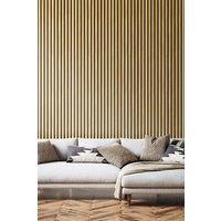 Hoopla Walls Wood Slat - Ash 10m Wallpaper in Natural