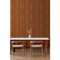 Hoopla Walls Wood Slat - Teak 10m Wallpaper in Natural