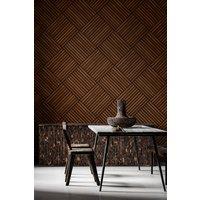 Hoopla Walls Diamond Slat Large - Walnut 10m Wallpaper in Brown