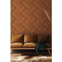 Hoopla Walls Diamond Slat Large- Teak 10m Wallpaper in Natural