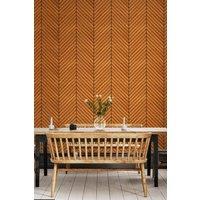 Hoopla Walls Chervon Slat- Teak 10m Wallpaper in Natural