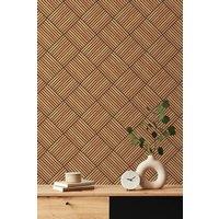 Hoopla Walls Diamond Slat Small - Oak 10m Wallpaper in Natural