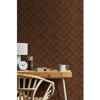 Hoopla Walls Diamond Slat Small- Walnut 10m Wallpaper in Brown