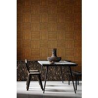Hoopla Walls Square Slat - Teak 10m Wallpaper in Natural