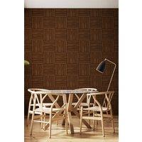 Hoopla Walls Square Slat- Walnut 10m Wallpaper in Brown