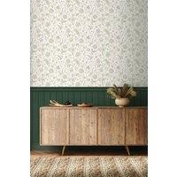 Hoopla Walls Tongue & Groove Floral Toile- Forest 10m Wallpaper in Green