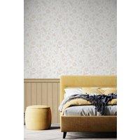 Hoopla Walls Tongue & Groove Floral Toile- Sand 10m Wallpaper in Natural