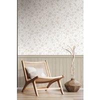 Hoopla Walls Tongue & Groove Floral Toile- Stone 10m Wallpaper